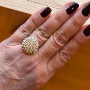 Dazzling Silver Crystal Dome Ring